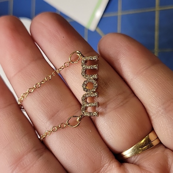 MOM Rhinestone Gold Tone 18" + 2" Extension Necklace - Picture 3 of 3